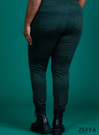 Rekbare broek met zakken  (ZF-TR-1003-HV) X55038-Zig Zag Green