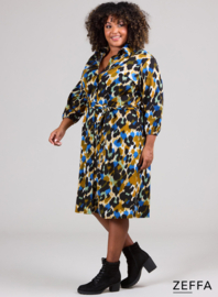 Belt Dress (ZF-DR-1006-PRT) Z06060-Animal Blue
