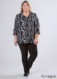 Comfy Button Flap Tunic (C-2504-PRINT) U33001-Simple Lines BW