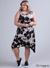 A-Shaped Sleeveless Split Dress (C-2323-PRINT) V59001-Bamboo Jungle Beige-Black