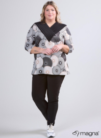 V-Pleated Shirt (B-2501-PRINT) U37001-Flower Maze Black-Sand