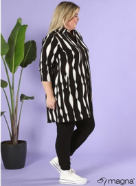 Tuniek met zakken (C-9003-LVIS-print) A41001-Wavey Black-White