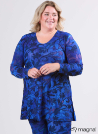 Long Sleeve A-Line Tunic (B-2401-MSH) U51060-Fall Leaves Royal Blue
