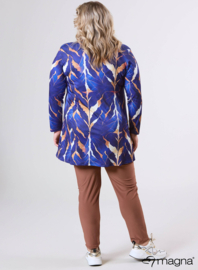 Long Sleeve A-Line Tunic (B-2401-PRINT) T69060-Autumn Leaves Camel/Blue