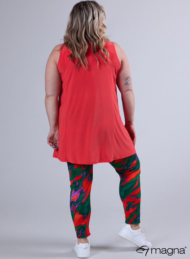 A-Line Sleeveless tunic/top (A-2302-SOLID) 066-Coral