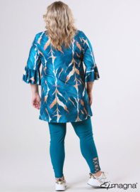 Flared Sleeves Relaxed Tunic (C-2503-PRINT) T69048-Autumn Leaves Petrol