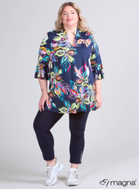Flared Sleeves Relaxed Tunic (C-2503-PRINT) V72008-Colorful Flower Lime