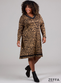 V-Element Dress (ZF-DR-1008-HVP) U73061-Scribble Waves Taupe