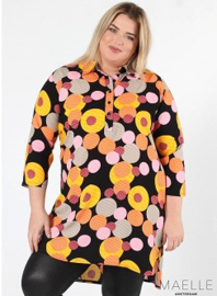 Buttoned Tunic (ME-TU-1005) Y65001-Circle Black-Orange