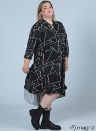 High Low A-Line Dress (C-2213-PR) X77001-Geo Lines BW