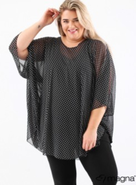 Poncho WINGS chiffon print (M-0004-CHPR) 001001-BW Polka Dots