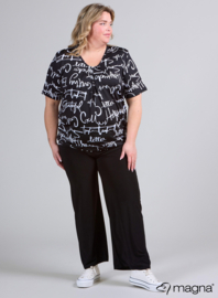 Flowy V-Neck Shirt (B-2103-PRINT) 435001-Letters BW