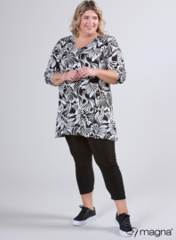 Lange basic shirt (B-6004-VP-MB) U18001-Flower Black-White