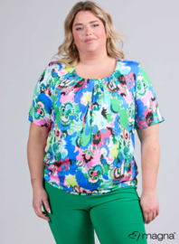 Short Sleeve Puffy Shirt (B-8018-PRINT) U09060-Rosa Blue-Green