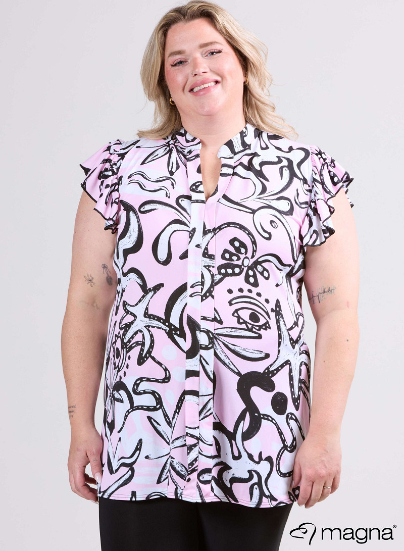 Sleeveless Frill Tunic (C-2305-PR) U24005-Groovy Pink