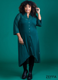 Chiffon Long Buttons-Up Tuniek-Jurk (ZF-DR-1004) 038-Fles Groen *