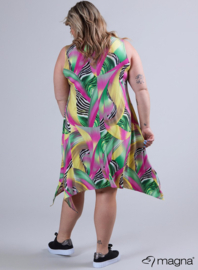 A-Shaped Sleeveless Split Dress (C-2323-PRINT) V11006-Pastel Waves Pink