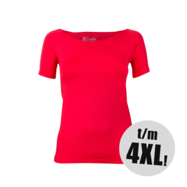 RJ-Pure Color Dames T-Shirt  -  Rood