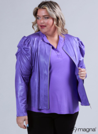 Kort Leather Look Puff Shoulder Jacket (K-2401-LL) 021-Paars