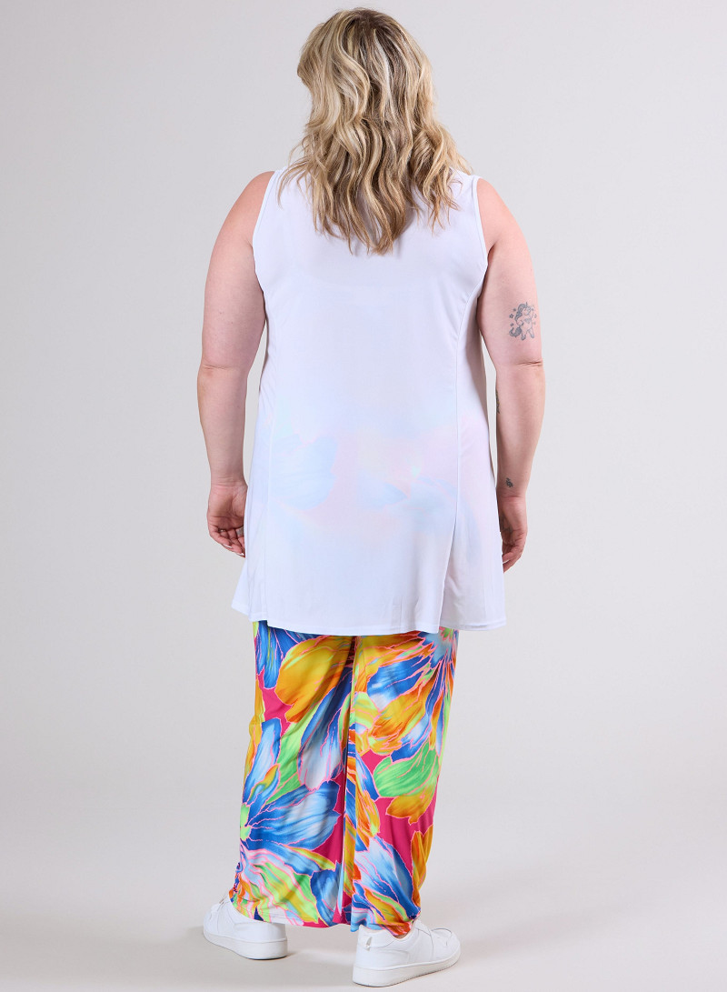 A-Line Sleeveless tunic/top (A-2302-SOLID) 002-White