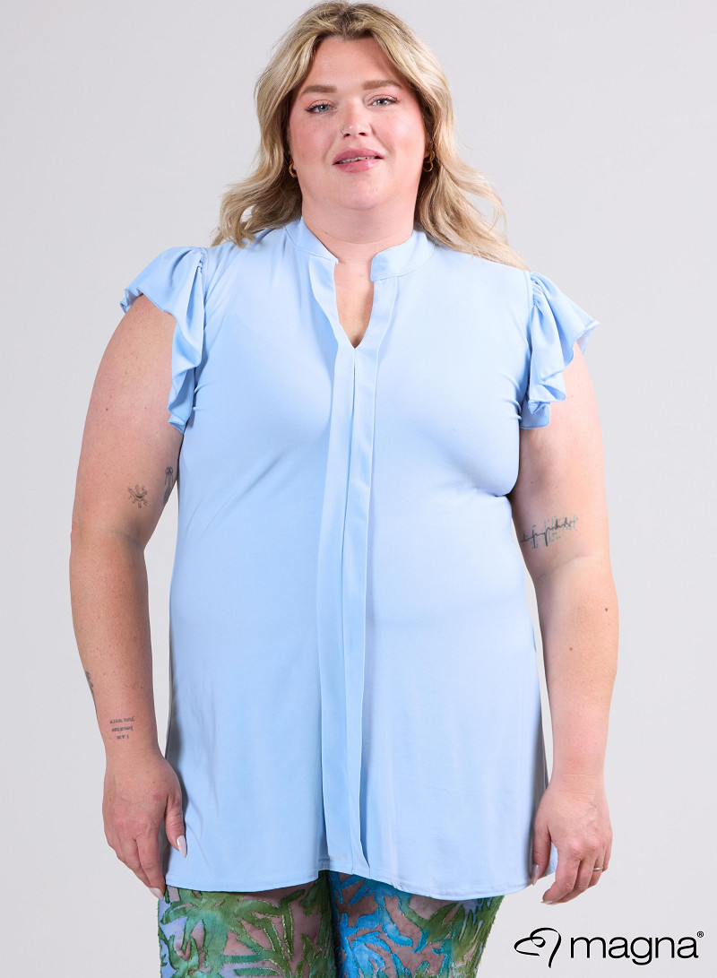 Sleeveless Frill Tunic (C-2305) 004-Sky Blue