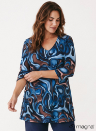 Lange basic shirt (B-6004-PRINT) T10017-Fluid Design Navy