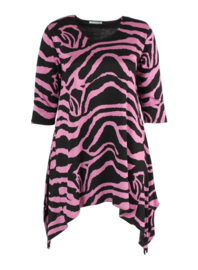 Tuniek Punten 3Q-mouw(C-0001-HVP) - W24026-Big Zebra Plum