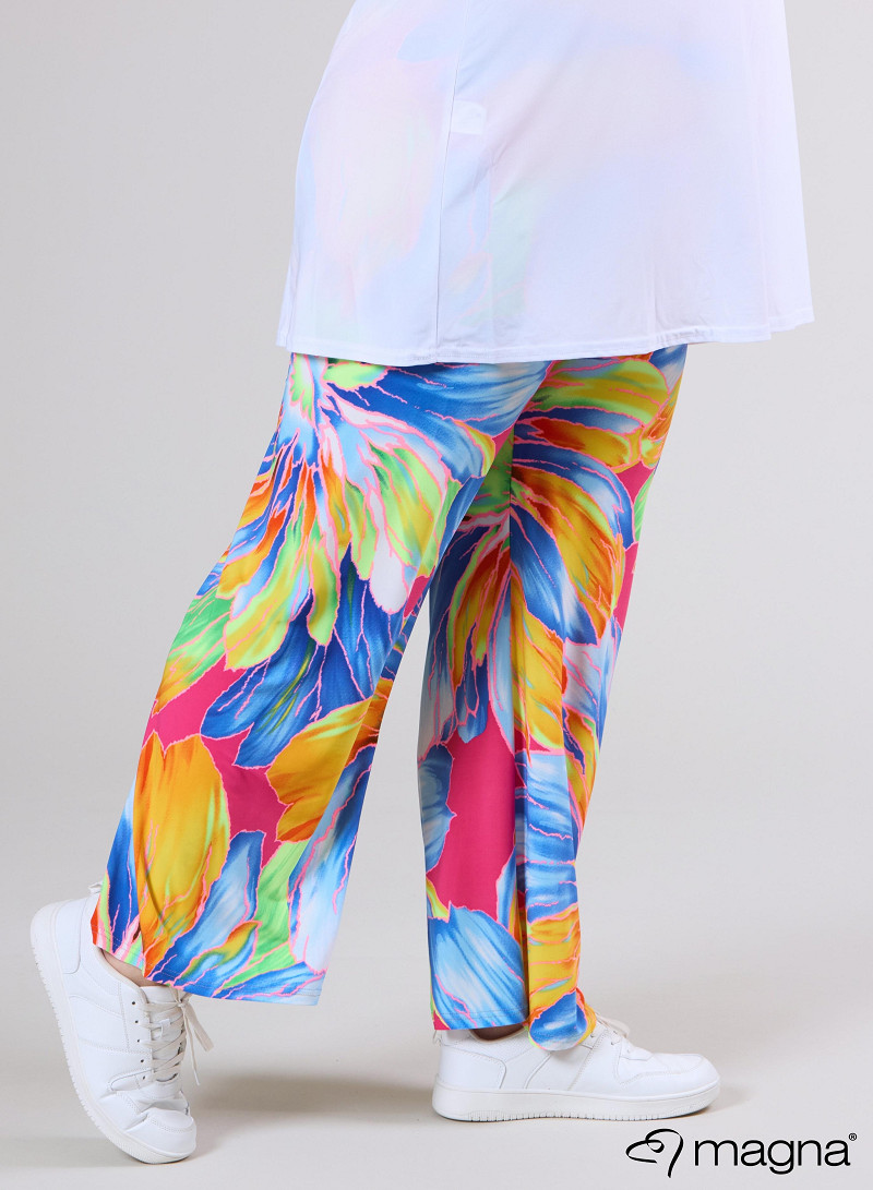 Broek Basic (D-03-PR) T75071-Neon Flower Blue-Orange
