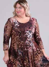 Long A-Line Tuniek-Dress (C-2130-MSH) U55064-Dots Brown-Black
