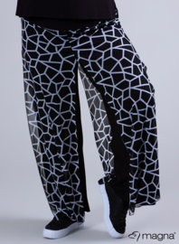 Broek Basic met chiffon laag(D-4003-PR) 199001-Geometric BW