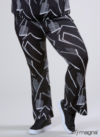 Relaxed Pocket Flared Pants (D-2403-PRINT) U30001-Triangle Sketch Black