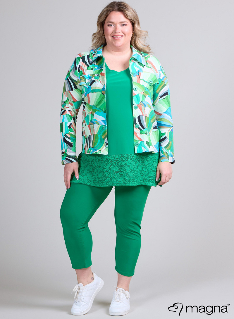 Jaquard Button Jacket (K-2402-COT2) T88058-Rainbow Green