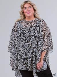 Poncho WINGS chiffon print (M-0004-CHP) V08064-Cheetah Brown