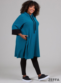 Oversized Long Hoody-Tunic (ZF-SW-1001-WFS) 048-Petrol