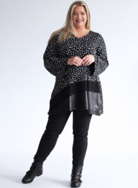 Tuniek Viscose Print Leather Look/Solid (C-2024) 000401-Painted Polka Black