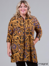 Tuniek met zakken (C-9003-LVIS-print) U83065-Oriental FLower Oker