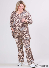 Long Sleeve A-Line Tunic (B-2401-PRINT) T71064-Animal Waves Brown