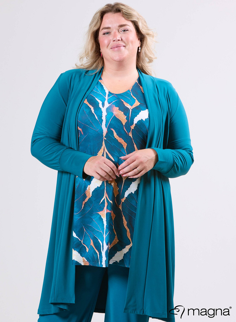 Open Front Loose Cardigan (N-2201) 048-Petrol