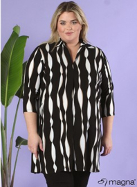Tuniek met zakken (C-9003-LVIS-print) A41001-Wavey Black-White