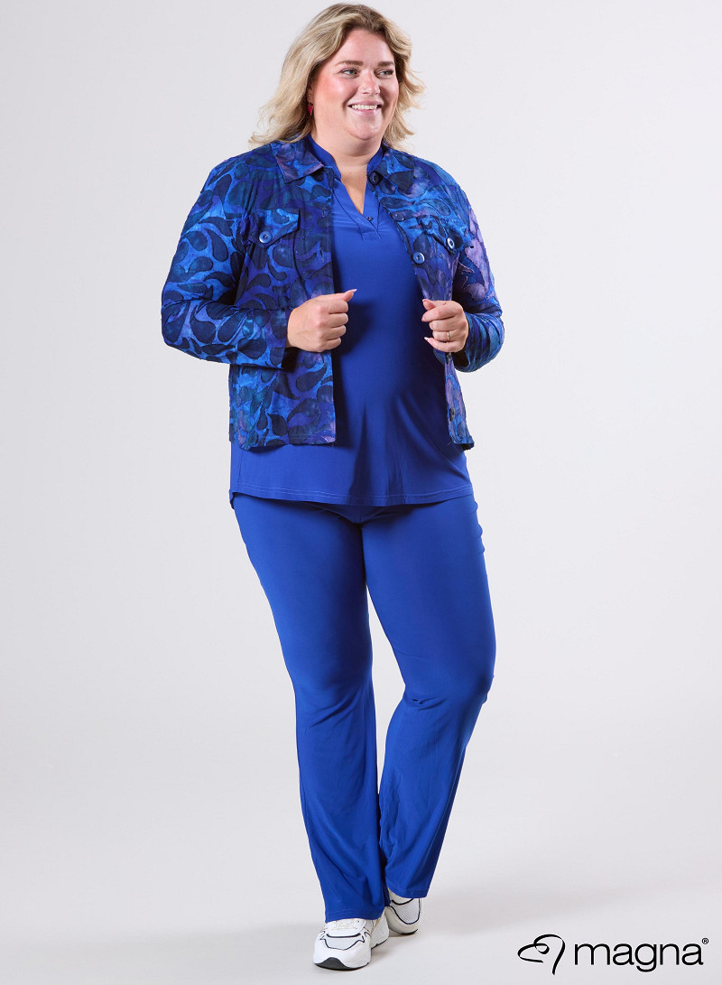 Jaquard Button Jacket (K-2402-MSH) T87060-Drop Shapes Royal Blue