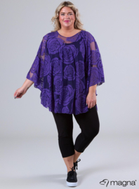 Poncho WINGS chiffon print Burnout Roses (M-0004-CHPR-BR) 021-Purple