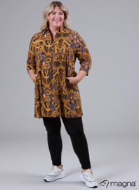 Tuniek met zakken (C-9003-LVIS-print) U83065-Oriental FLower Oker