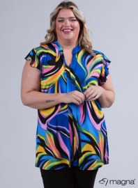 Sleeveless Frill Tunic (C-2305-PR) W64060-Rainbow Waves Blue