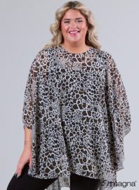 Poncho WINGS chiffon print (M-0004-CHP) V08064-Cheetah Brown