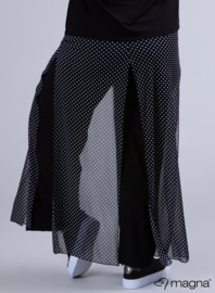 Broek Basic met chiffon laag(D-4003-PR) 001001-Polka Dot BW