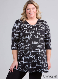 Lange basic shirt (B-6004-PR) 435001-Letter Print Black
