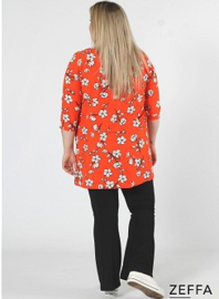 Simple Tunic  (ZF-TU-1005-pr) Y80019-Flower Orange