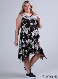 A-Shaped Sleeveless Split Dress (C-2323-PRINT) V59001-Bamboo Jungle Beige-Black