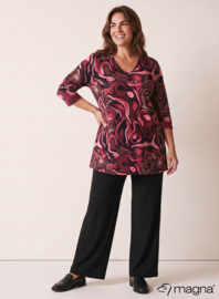 Lange basic shirt (B-6004-PRINT) T10032-Fluid Design Wine Red