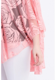 Poncho WINGS chiffon print Burnout Roses (M-0004-CHPR-BR) 075-Roze